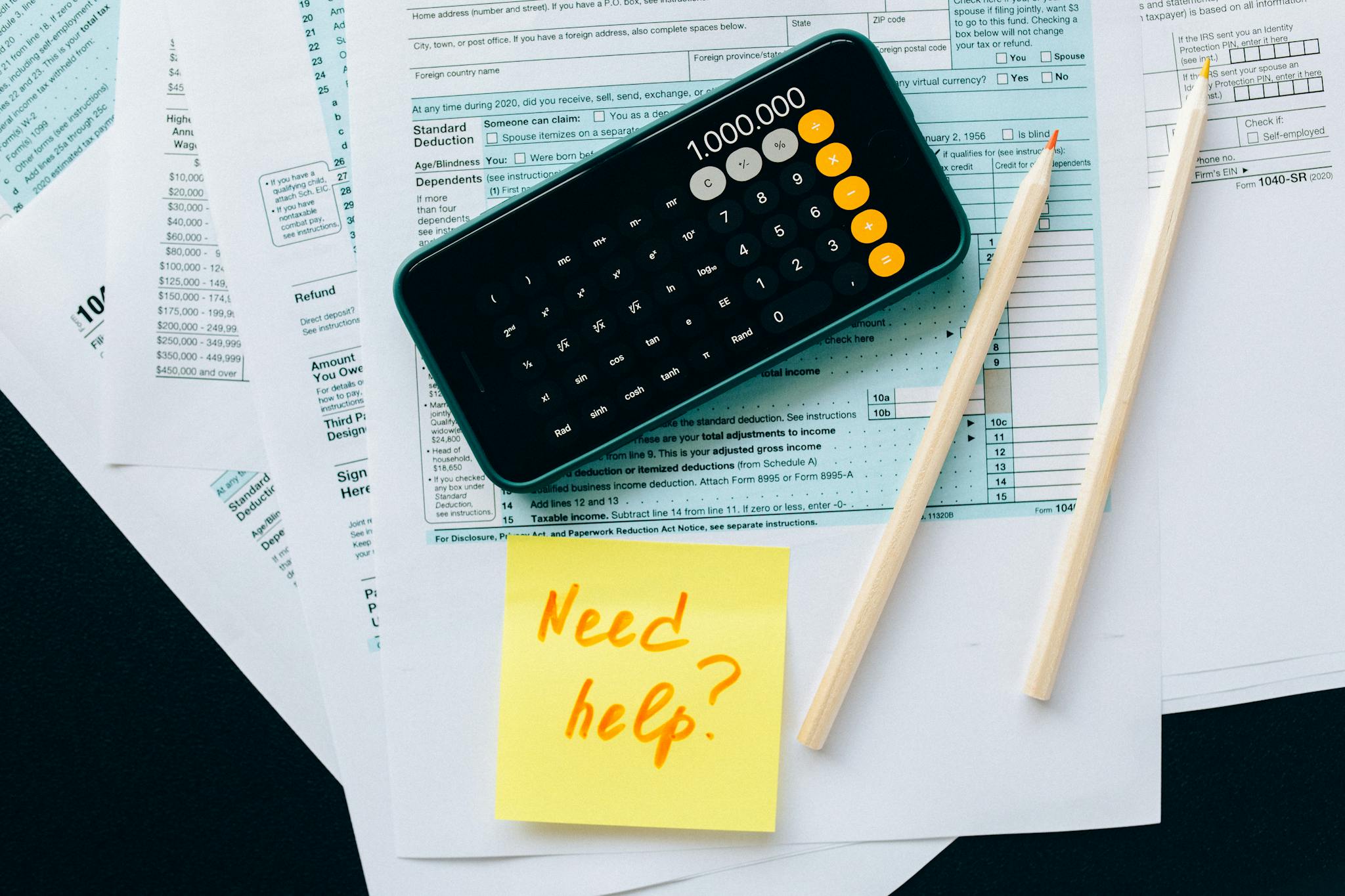 top view of financial papers with a